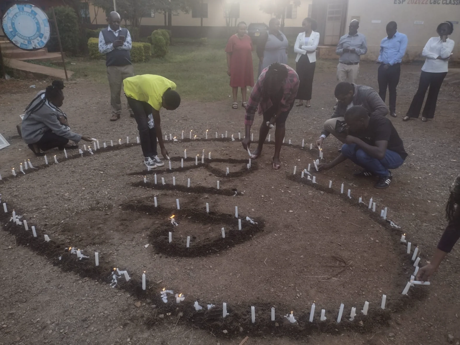 Students gathered for candle lighting
