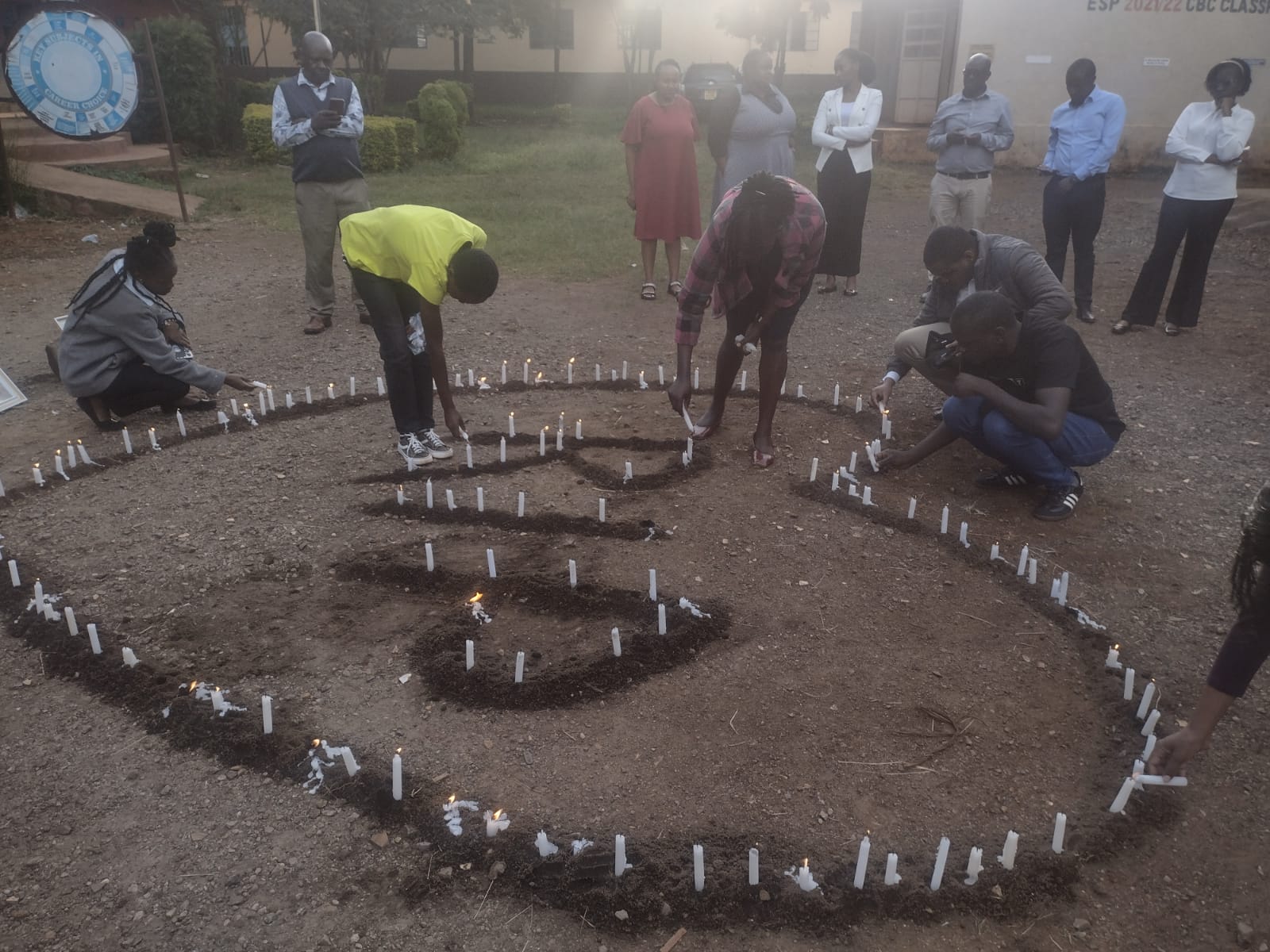 Students gathered for candle lighting